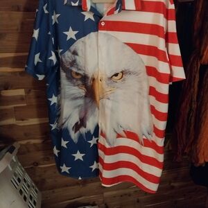 Patriotic Eagle Print Men's Shirt XXL